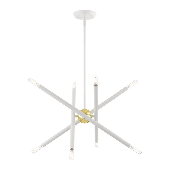 Livex Soho 8 Light Chandelier, White with Polished Brass Accents - 46774-03