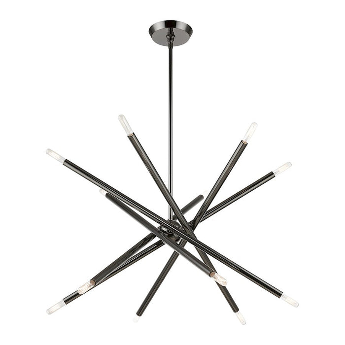 Livex Soho 12 Light Chandelier, Black Chrome