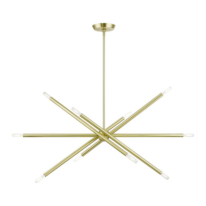 Livex Soho 10 Light Linear Chandelier, Satin Brass - 46777-12