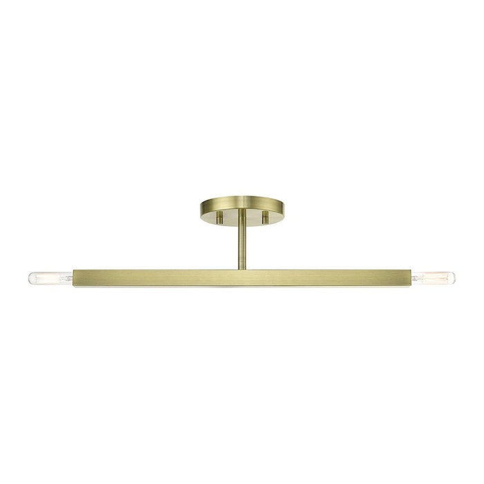 Livex Monaco 2 Light Semi- Flush Mount, Brass - 46842-01