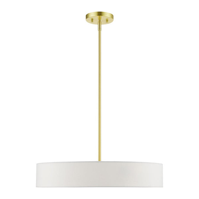 Livex Venlo Drum Pendant, Brass/White/Off-White