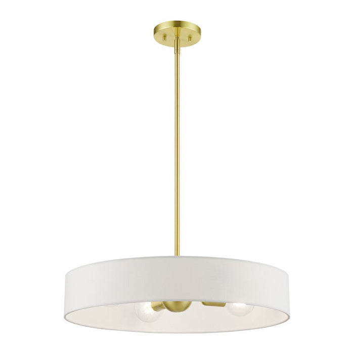 Livex Venlo Drum Pendant, Brass/White/Off-White