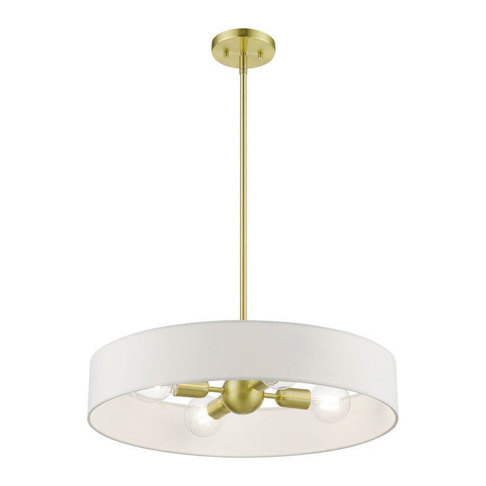 Livex Venlo Drum Pendant, Brass/White/Off-White