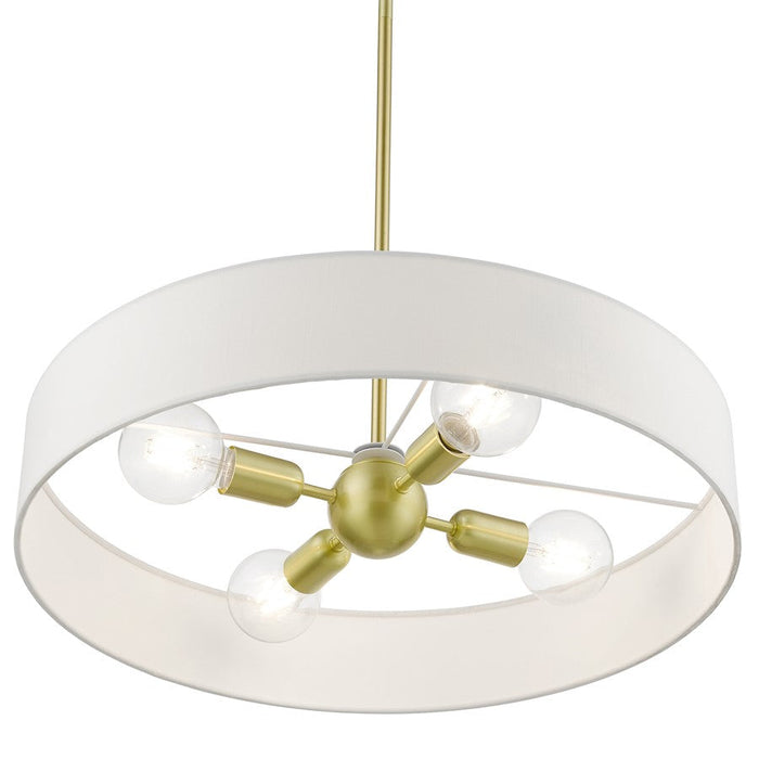 Livex Venlo Drum Pendant, Brass/White/Off-White