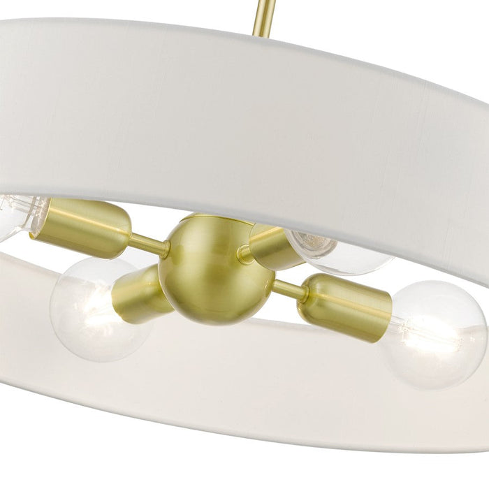 Livex Venlo Drum Pendant, Brass/White/Off-White