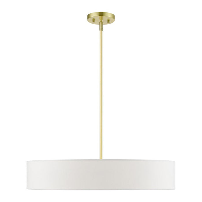 Livex Venlo Drum Pendant, Brass/White/Off-White