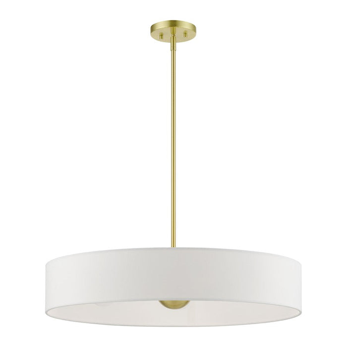 Livex Venlo Drum Pendant, Brass/White/Off-White