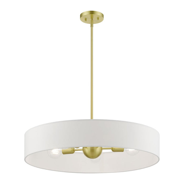 Livex Venlo Drum Pendant, Brass/White/Off-White