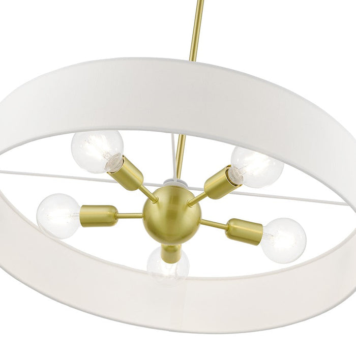 Livex Venlo Drum Pendant, Brass/White/Off-White