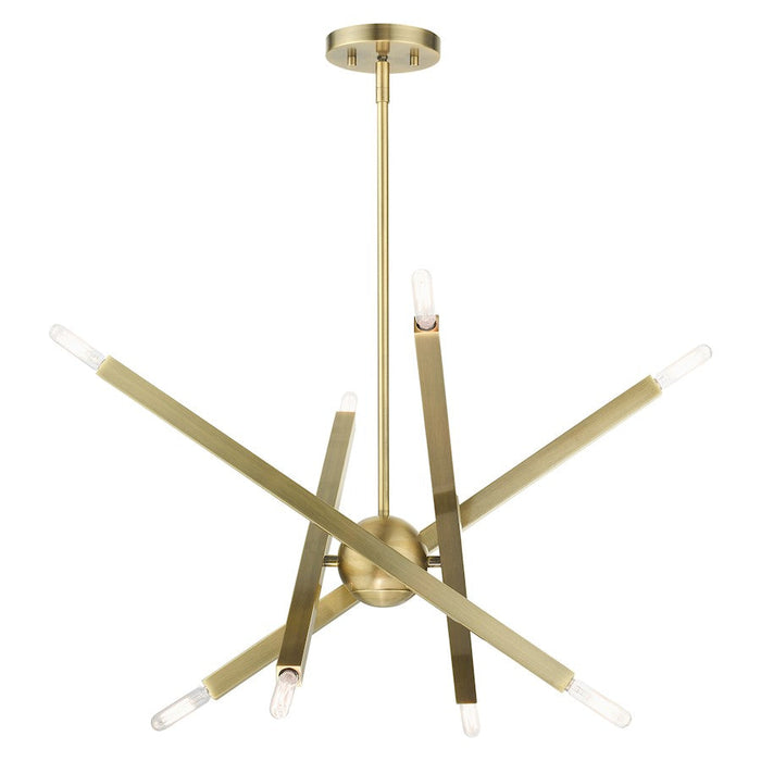 Livex Monaco 8 Light Chandelier, Antique Brass - 46985-01