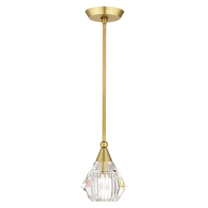 Livex Brussels 1 Light Crystal Single Pendant, Natural Brass/Crystal - 47071-08