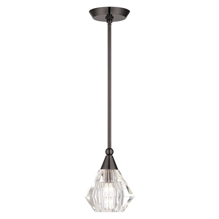 Livex Brussels 1 Light Crystal Single Pendant, Black Chrome/Crystal - 47071-46