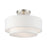 Livex Meridian 2 Light 12" Semi-Flush, Nickel/Off-white/White Fabric - 47151-91