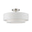 Livex Meridian 2 Light Semi-Flush, Nickel/Off-White/White Fabric