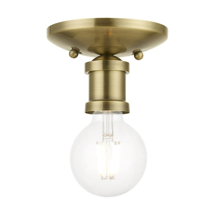 Livex Lansdale 1 Light Single Flush Mount, Antique Brass - 47160-01