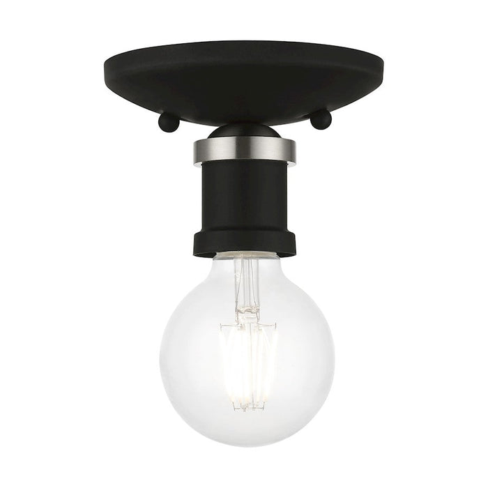 Livex Lansdale 1 Light Single Flush Mount, Black/Brushed Nickel - 47160-04