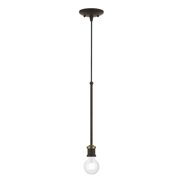 Livex Lansdale 1 Light Single Flush Mount, Bronze/Antique Brass - 47160-07