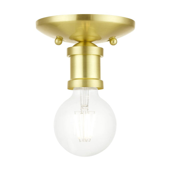 Livex Lansdale 1 Light Single Flush Mount, Satin Brass - 47160-12