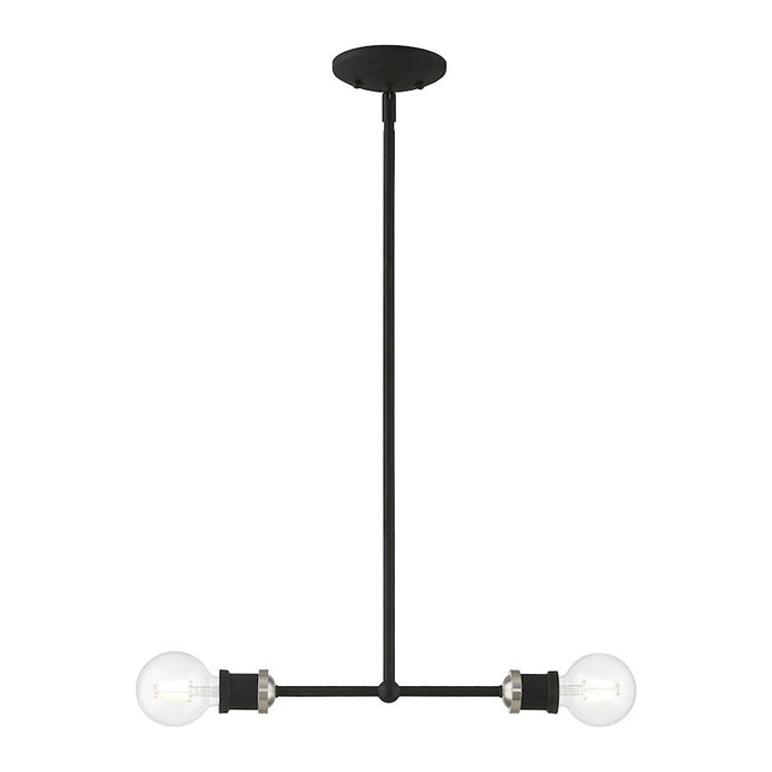 Livex Lansdale 2 Light Linear Chandelier, Black/Brushed Nickel - 47162-04