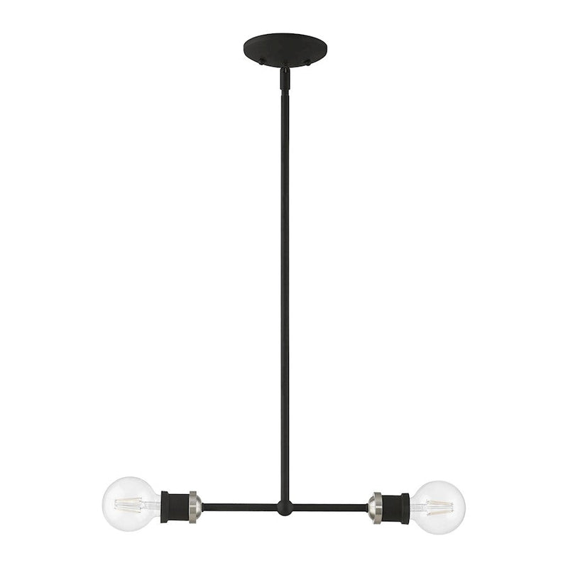 Livex Lansdale 2 Light Linear Chandelier, Black/Brushed Nickel