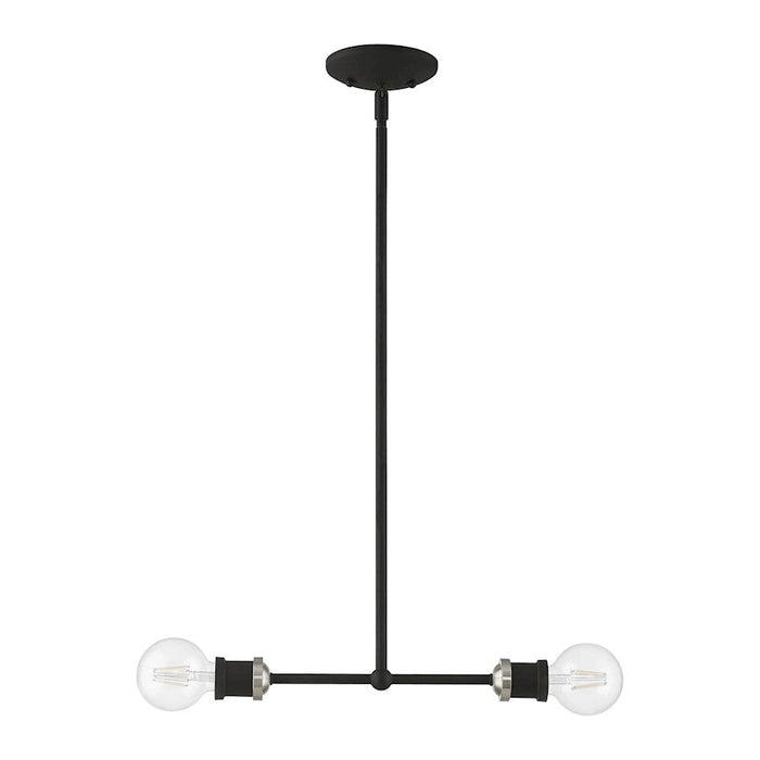 Livex Lansdale 2 Light Linear Chandelier, Black/Brushed Nickel