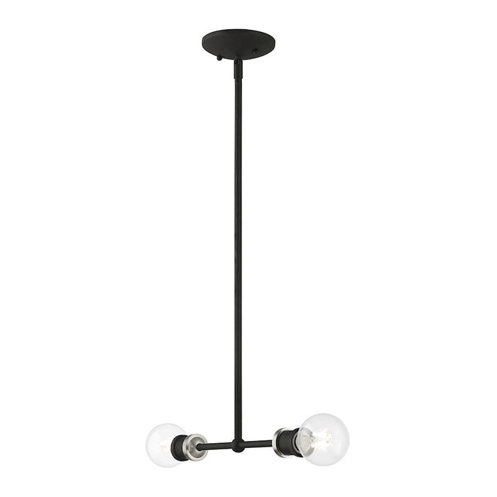 Livex Lansdale 2 Light Linear Chandelier, Black/Brushed Nickel