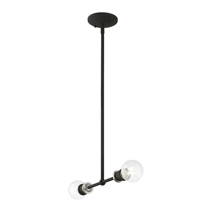 Livex Lansdale 2 Light Linear Chandelier, Black/Brushed Nickel