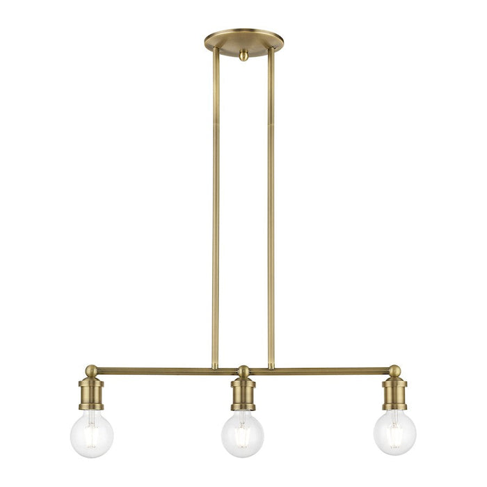 Livex Lansdale 3 Light Linear Chandelier, Antique Brass - 47163-01