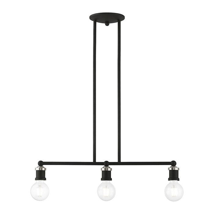 Livex Lansdale 3 Light Linear Chandelier, Black/Brushed Nickel - 47163-04