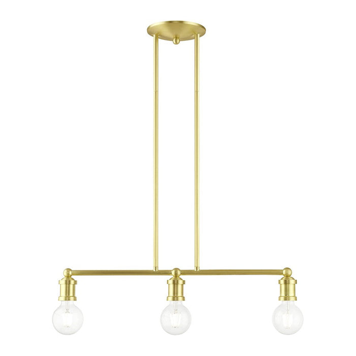 Livex Lansdale 3 Light Linear Chandelier, Satin Brass - 47163-12