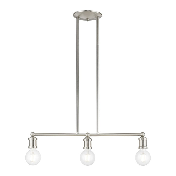 Livex Lansdale 3 Light Linear Chandelier, Brushed Nickel - 47163-91