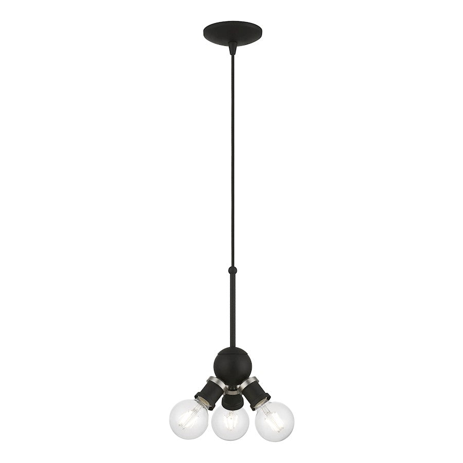 Livex Lansdale 3 Light Pendant, Black/Brushed Nickel - 47164-04