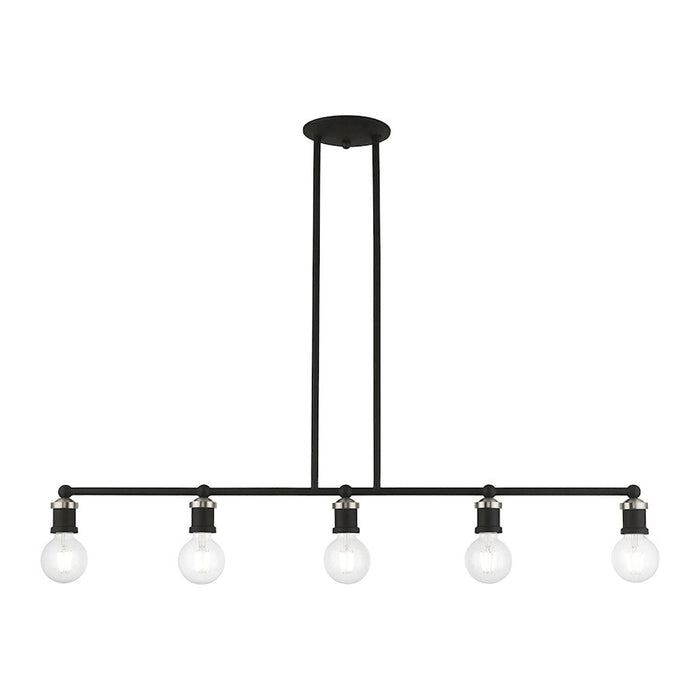 Livex Lansdale 5 Light Large Linear Chandelier, Black/Brushed Nickel - 47165-04