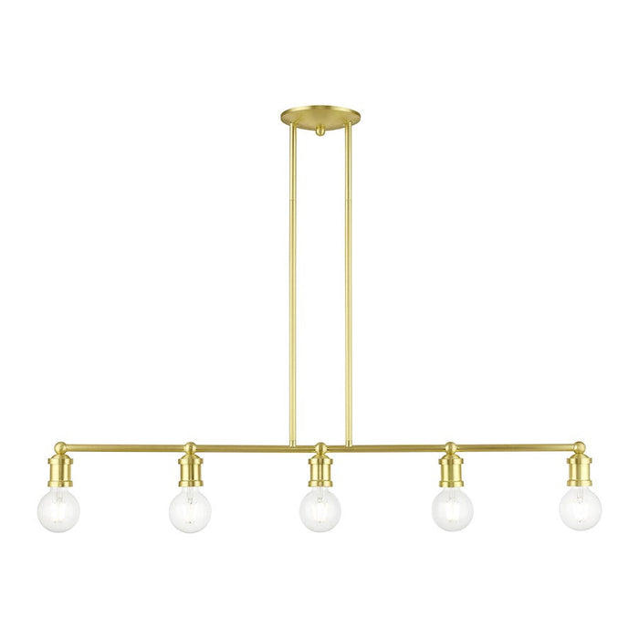 Livex Lansdale 5 Light Large Linear Chandelier, Satin Brass - 47165-12