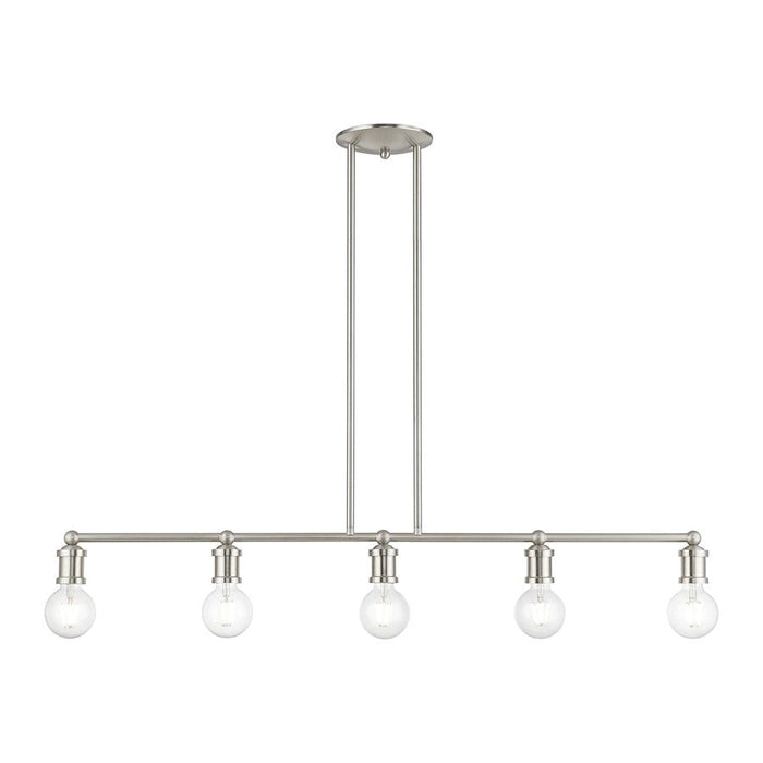 Livex Lansdale 5 Light Large Linear Chandelier, Brushed Nickel - 47165-91