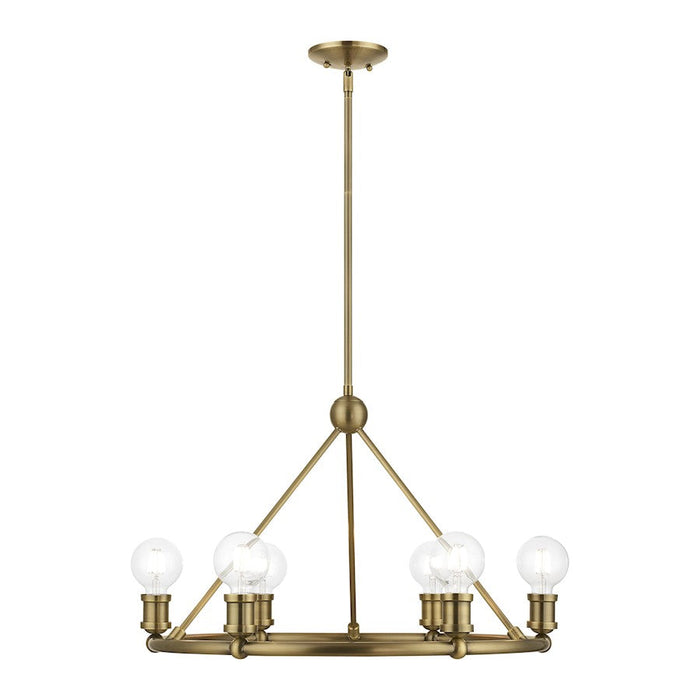 Livex Lansdale 6 Light Chandelier, Antique Brass - 47166-01