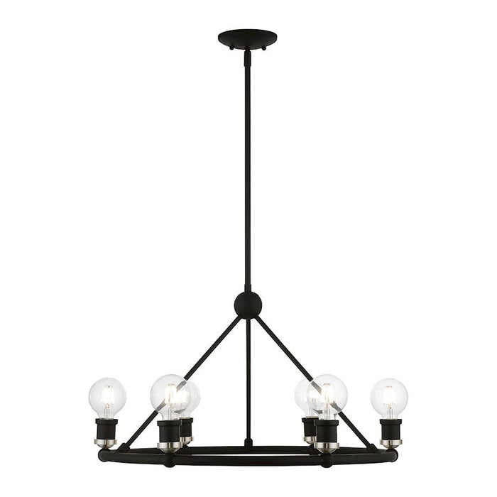 Livex Lansdale 6 Light Chandelier, Black/Brushed Nickel - 47166-04