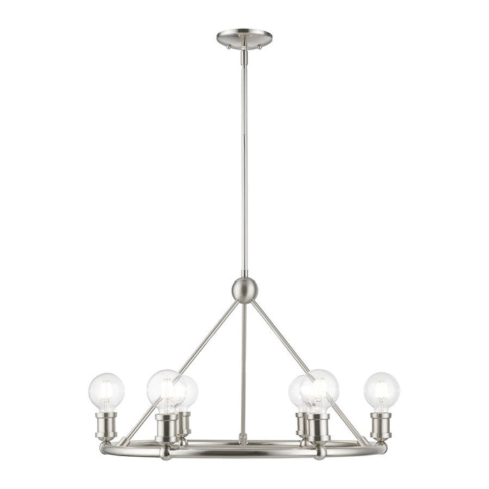 Livex Lansdale 6 Light Chandelier, Brushed Nickel - 47166-91