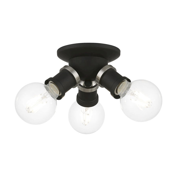 Livex Lansdale 3 Light Flush Mount, Black/Brushed Nickel - 47169-04