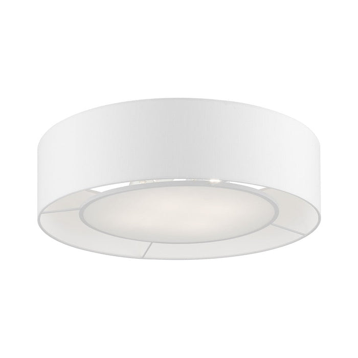 Livex Gilmore Semi-Flush, Nickel/White/Off-White/White Fabric