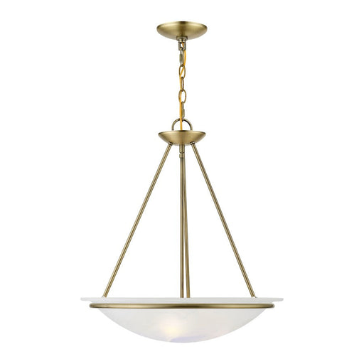 Livex Newburgh 3 Light Pendant Chandelier, Brass/White Alabaster - 4826-01