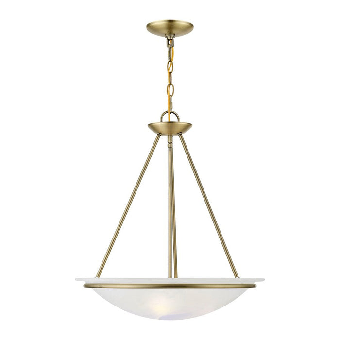 Livex Newburgh 3 Light Pendant Chandelier, Brass/White Alabaster - 4826-01