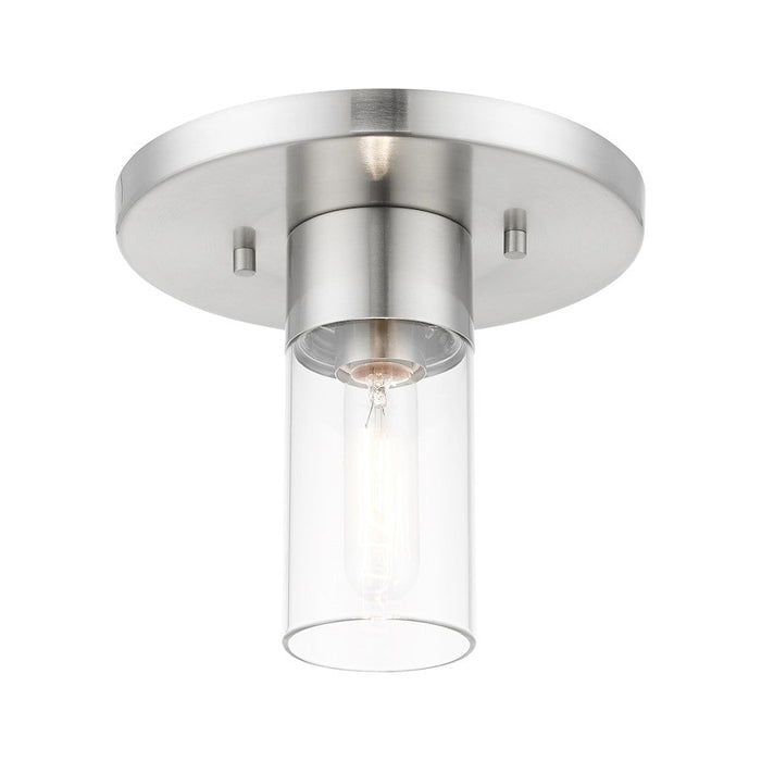 Livex Carson Flush Mount, Brushed Nickel/Clear