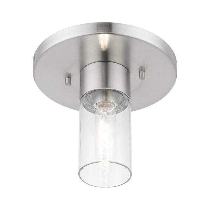 Livex Carson Flush Mount, Brushed Nickel/Clear