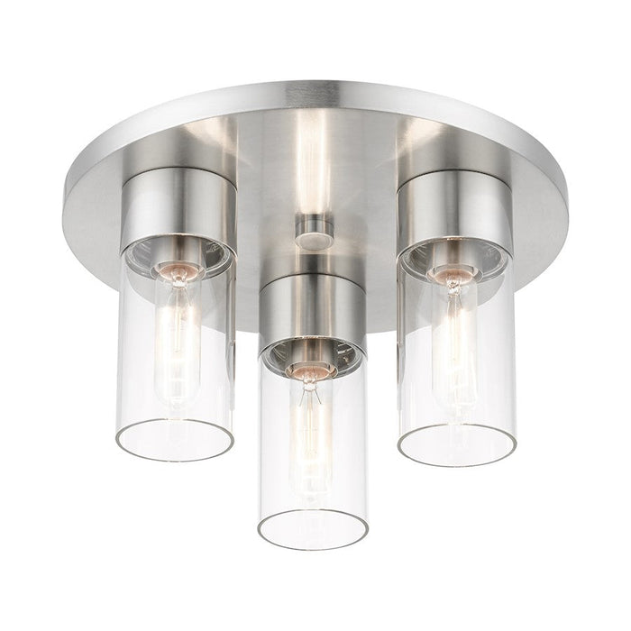 Livex Carson Flush Mount, Brushed Nickel/Clear