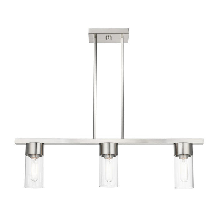 Livex Carson Linear Chandelier, Brushed Nickel/Clear