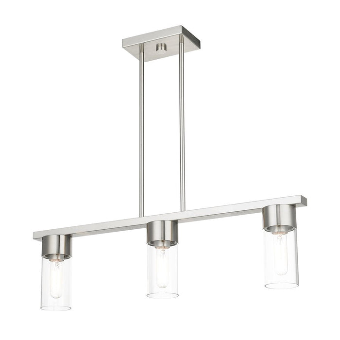 Livex Carson Linear Chandelier, Brushed Nickel/Clear