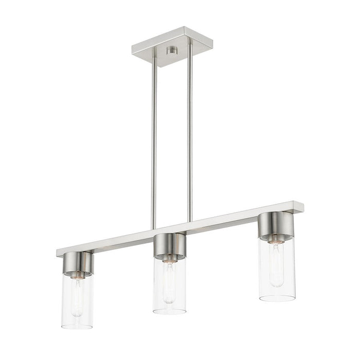 Livex Carson Linear Chandelier, Brushed Nickel/Clear