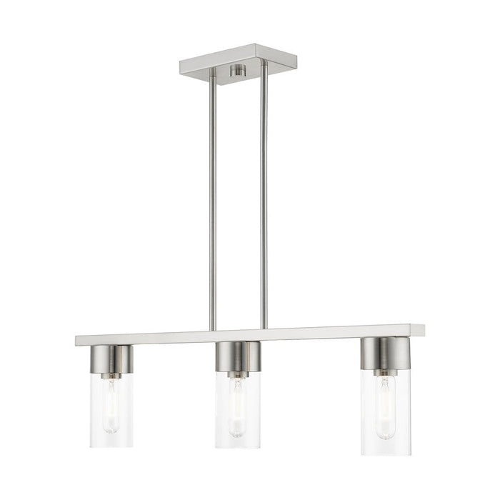 Livex Carson Linear Chandelier, Brushed Nickel/Clear