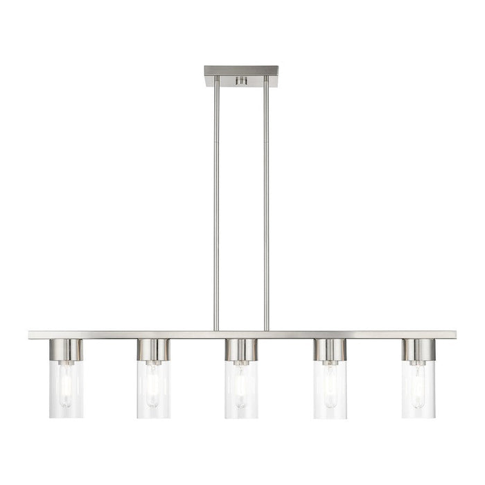 Livex Carson 5 Light Linear Chandelier, Brushed Nickel/Clear - 48765-91